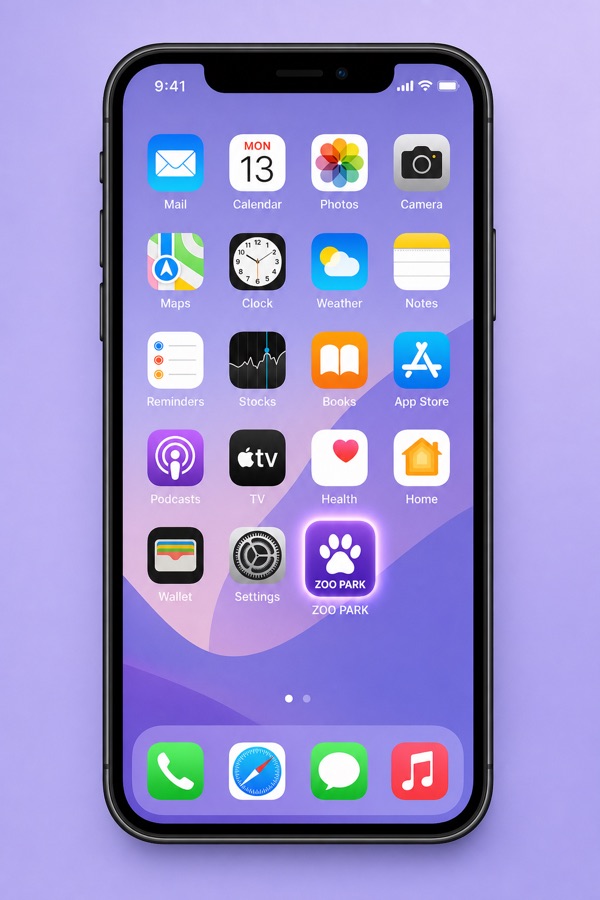 Иконка ZOO ПАРК на домашнем экране iPhone